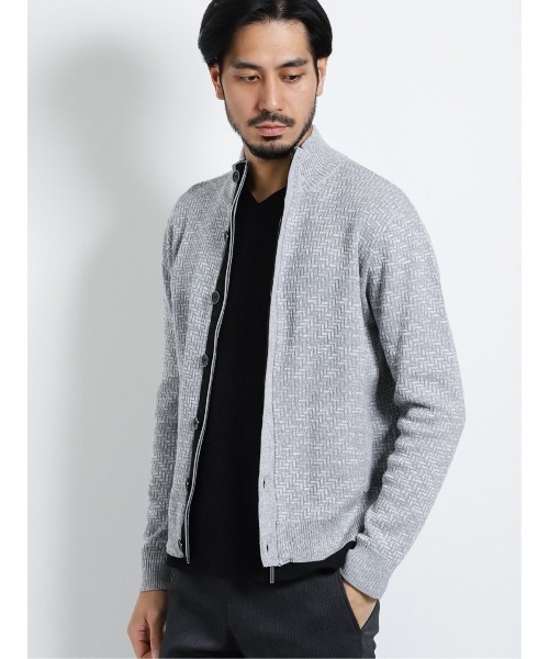 セール タカキューメンズ Taka Q Men ジャガード編みスタンドカラー ニットアウター カーディガン ボレロ Taka Q タカキュー のファッション通販 Zozotown