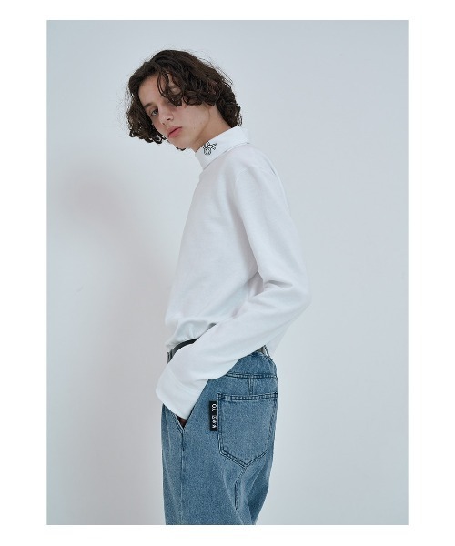 OY（オーワイ）の「『OY/オーワイ』WEAVE LOGO POLA T/ウェーブロゴ ポーラロングTシャツ（Tシャツ/カットソー・メンズ・ホワイト/ブラック・FREE）」の6枚目の写真