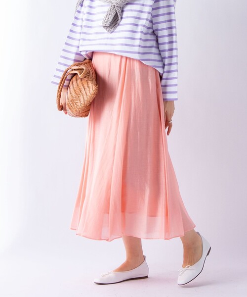 NOLLEY’S（ノーリーズ）の「【WEB限定カラーあり】シアースラブミディフレアスカート（スカート・レディース・サックスブルー/サーモンピンク/ネイビー/ミント/グリーン/インディゴブルー/ライトパープル/オリーブ・34/36/38）」の11枚目の写真