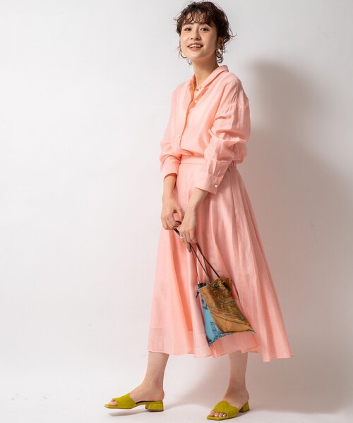 NOLLEY’S（ノーリーズ）の「【WEB限定カラーあり】シアースラブミディフレアスカート（スカート・レディース・サックスブルー/サーモンピンク/ネイビー/ミント/グリーン/インディゴブルー/ライトパープル/オリーブ・34/36/38）」の13枚目の写真