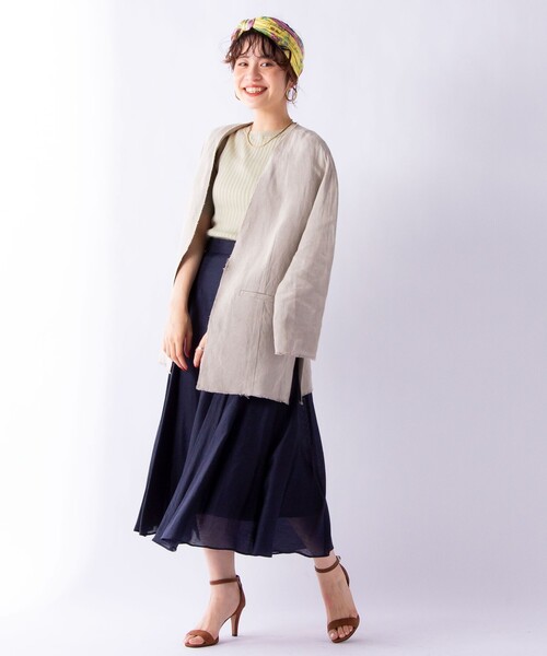 NOLLEY’S（ノーリーズ）の「【WEB限定カラーあり】シアースラブミディフレアスカート（スカート・レディース・サックスブルー/サーモンピンク/ネイビー/ミント/グリーン/インディゴブルー/ライトパープル/オリーブ・34/36/38）」の17枚目の写真