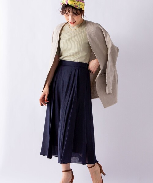 NOLLEY’S（ノーリーズ）の「【WEB限定カラーあり】シアースラブミディフレアスカート（スカート・レディース・サックスブルー/サーモンピンク/ネイビー/ミント/グリーン/インディゴブルー/ライトパープル/オリーブ・34/36/38）」の18枚目の写真