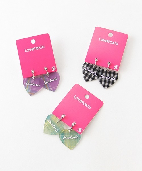Lovetoxic ラブトキシック のファッション イヤリング チェックハートイヤリング イヤリング