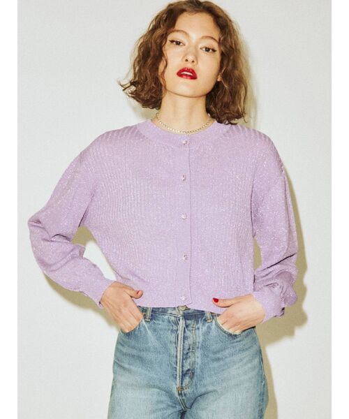 jouetie（ジュエティ）の「ラメ2WAYカーディガン（カーディガン/ボレロ・レディース・グリーン/ラベンダー/ブラック/ライトブルー・MEDIUM）」の4枚目の写真