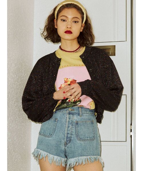 jouetie（ジュエティ）の「ラメ2WAYカーディガン（カーディガン/ボレロ・レディース・グリーン/ラベンダー/ブラック/ライトブルー・MEDIUM）」の6枚目の写真