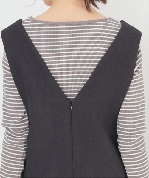 SLOBE IENA（スローブイエナ）の「Vネックワンピース【手洗い可能】◆（ジャンパースカート・レディース・チャコールグレー・36/38）」の8枚目の写真