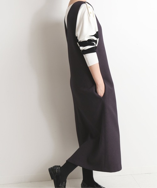 SLOBE IENA（スローブイエナ）の「Vネックワンピース【手洗い可能】◆（ジャンパースカート・レディース・チャコールグレー・36/38）」の20枚目の写真