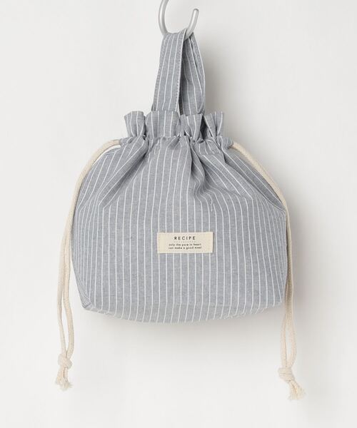 COMMON WARE（コモンウェアー）の「EC: RECIPE LUNCH SACK　保冷保温ランチ巾着袋（お弁当箱・レディース・ホワイト/ブルー/ブラック×ホワイト/ブラック/ピンク/ベージュ/グリーン/ライトベージュ/グレー/ライトグレー・FREE）」の19枚目の写真