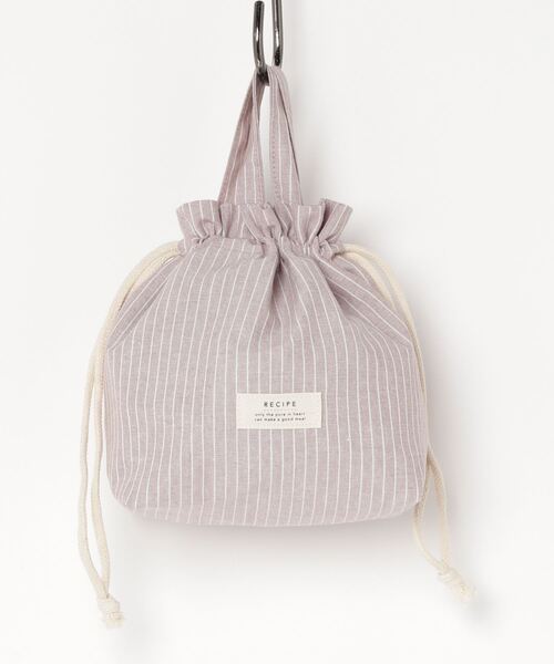 COMMON WARE（コモンウェアー）の「EC: RECIPE LUNCH SACK　保冷保温ランチ巾着袋（お弁当箱・レディース・ホワイト/ブルー/ブラック×ホワイト/ブラック/ピンク/ベージュ/グリーン/ライトベージュ/グレー/ライトグレー・FREE）」の22枚目の写真