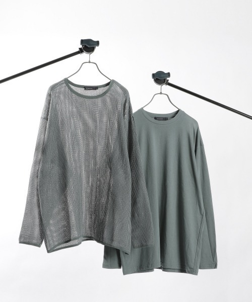 RAGEBLUE（レイジブルー）の「＜メッシュT＆ロンTセット＞メッシュアンサンブルロンT/931835（Tシャツ/カットソー・メンズ・グリーン系その他/その他19/ベージュ系その他2・MEDIUM/LARGE）」の3枚目の写真