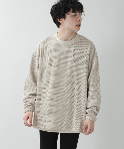 RAGEBLUE（レイジブルー）の「＜メッシュT＆ロンTセット＞メッシュアンサンブルロンT/931835（Tシャツ/カットソー・メンズ・グリーン系その他/その他19/ベージュ系その他2・MEDIUM/LARGE）」の4枚目の写真