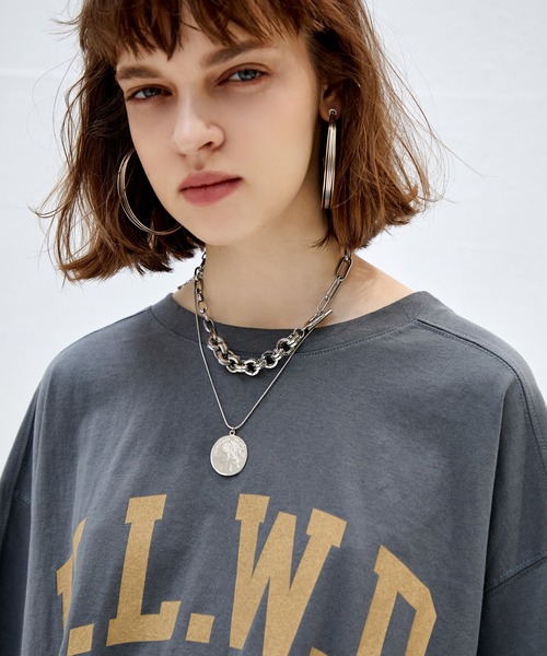 DouDou（ドゥドゥ）の「HLWD T（Tシャツ/カットソー・レディース・ホワイト/チャコールグレー/ピンク・FREE）」の3枚目の写真