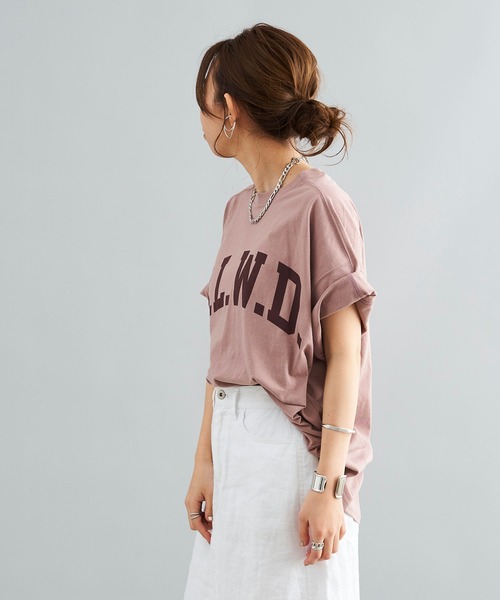 DouDou（ドゥドゥ）の「HLWD T（Tシャツ/カットソー・レディース・ホワイト/チャコールグレー/ピンク・FREE）」の12枚目の写真