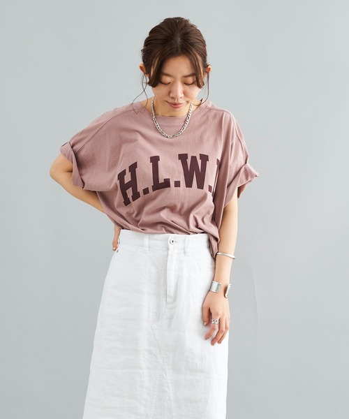 DouDou（ドゥドゥ）の「HLWD T（Tシャツ/カットソー・レディース・ホワイト/チャコールグレー/ピンク・FREE）」の6枚目の写真