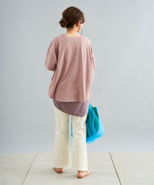 DouDou（ドゥドゥ）の「HLWD T（Tシャツ/カットソー・レディース・ホワイト/チャコールグレー/ピンク・FREE）」の19枚目の写真