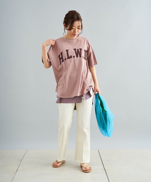 DouDou（ドゥドゥ）の「HLWD T（Tシャツ/カットソー・レディース・ホワイト/チャコールグレー/ピンク・FREE）」の7枚目の写真