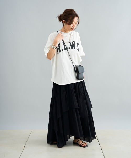 DouDou（ドゥドゥ）の「HLWD T（Tシャツ/カットソー・レディース・ホワイト/チャコールグレー/ピンク・FREE）」の14枚目の写真