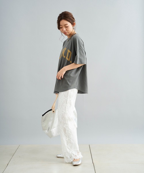 DouDou（ドゥドゥ）の「HLWD T（Tシャツ/カットソー・レディース・ホワイト/チャコールグレー/ピンク・FREE）」の11枚目の写真