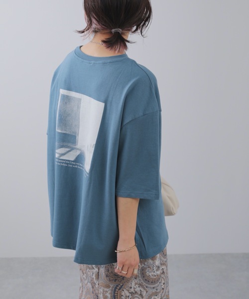 ap retro（アプレトロ）の「ミニ裏毛バックプリントTEE【ZOZO限定アイテム】（Tシャツ/カットソー・レディース・ライトブルー/ブラック/ベージュ/カーキ/アイボリー/ブルーグリーン/ライトベージュ/チャコール・FREE）」の8枚目の写真