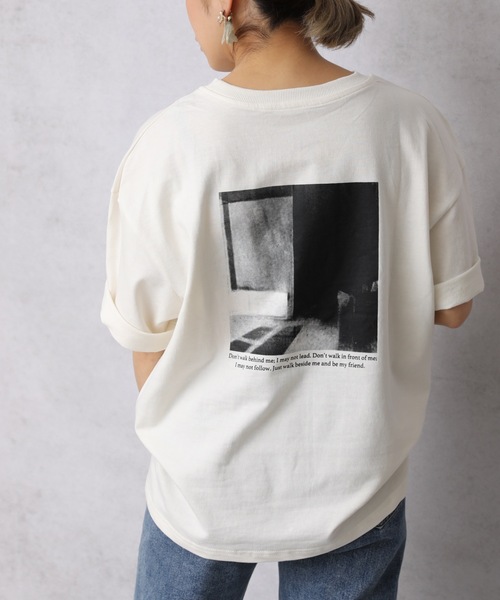 ap retro（アプレトロ）の「ミニ裏毛バックプリントTEE【ZOZO限定アイテム】（Tシャツ/カットソー・レディース・ライトブルー/ブラック/ベージュ/カーキ/アイボリー/ブルーグリーン/ライトベージュ/チャコール・FREE）」の9枚目の写真