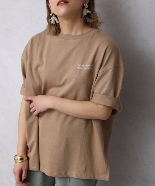 ap retro（アプレトロ）の「ミニ裏毛バックプリントTEE【ZOZO限定アイテム】（Tシャツ/カットソー・レディース・ライトブルー/ブラック/ベージュ/カーキ/アイボリー/ブルーグリーン/ライトベージュ/チャコール・FREE）」の13枚目の写真