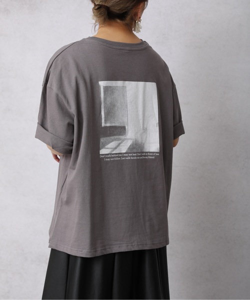 ap retro（アプレトロ）の「ミニ裏毛バックプリントTEE【ZOZO限定アイテム】（Tシャツ/カットソー・レディース・ライトブルー/ブラック/ベージュ/カーキ/アイボリー/ブルーグリーン/ライトベージュ/チャコール・FREE）」の12枚目の写真