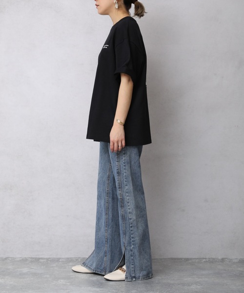 ap retro（アプレトロ）の「ミニ裏毛バックプリントTEE【ZOZO限定アイテム】（Tシャツ/カットソー・レディース・ライトブルー/ブラック/ベージュ/カーキ/アイボリー/ブルーグリーン/ライトベージュ/チャコール・FREE）」の11枚目の写真