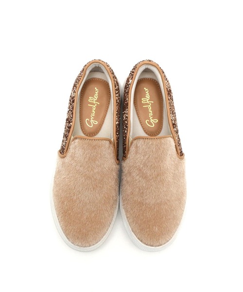 grandfleur（グランドフルール）の「ハラコ調素材のスリッポンスニーカー（スニーカー・レディース・ホワイト/ベージュ・M/LL/L/S）」の19枚目の写真