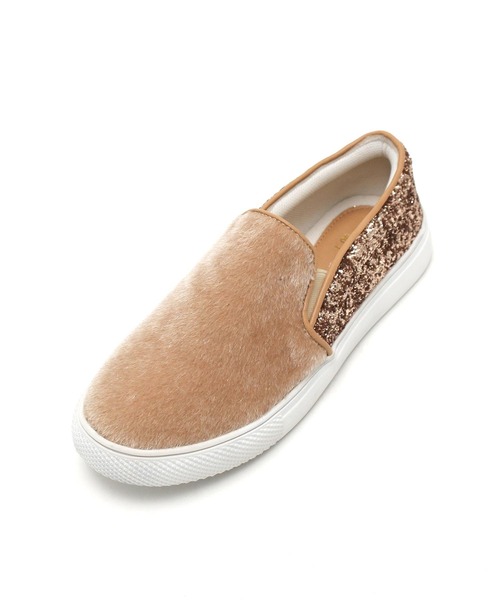 grandfleur（グランドフルール）の「ハラコ調素材のスリッポンスニーカー（スニーカー・レディース・ホワイト/ベージュ・M/LL/L/S）」の10枚目の写真