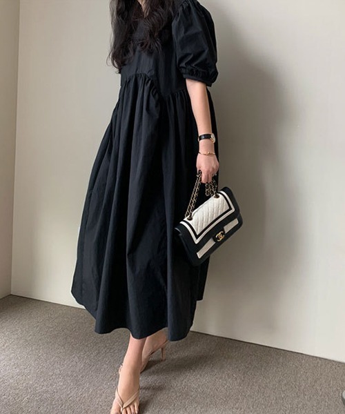 a lot of love（ア ロット オブ ラブ）の「ビッグランタンスリーブ　ティアードフレア　ワンピース（ワンピース・レディース・グレー/ホワイト/ブラック・XL/L/M/S）」の15枚目の写真