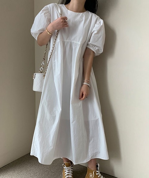 a lot of love（ア ロット オブ ラブ）の「ビッグランタンスリーブ　ティアードフレア　ワンピース（ワンピース・レディース・グレー/ホワイト/ブラック・XL/L/M/S）」の16枚目の写真