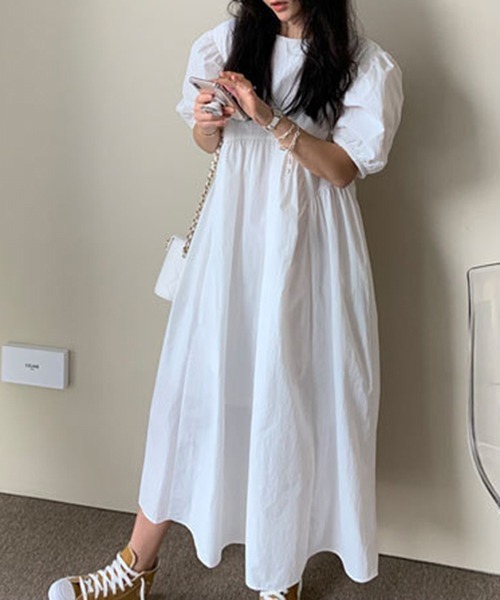 a lot of love（ア ロット オブ ラブ）の「ビッグランタンスリーブ　ティアードフレア　ワンピース（ワンピース・レディース・グレー/ホワイト/ブラック・XL/L/M/S）」の11枚目の写真