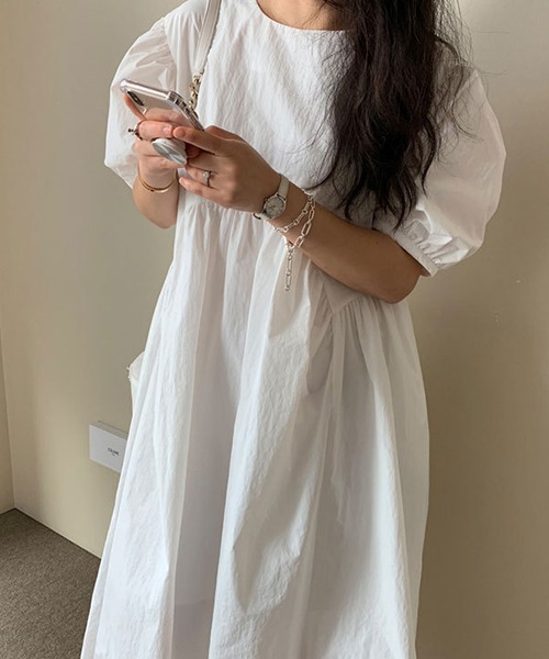 a lot of love（ア ロット オブ ラブ）の「ビッグランタンスリーブ　ティアードフレア　ワンピース（ワンピース・レディース・グレー/ホワイト/ブラック・XL/L/M/S）」の12枚目の写真