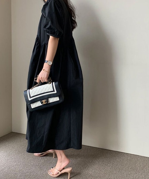 a lot of love（ア ロット オブ ラブ）の「ビッグランタンスリーブ　ティアードフレア　ワンピース（ワンピース・レディース・グレー/ホワイト/ブラック・XL/L/M/S）」の19枚目の写真