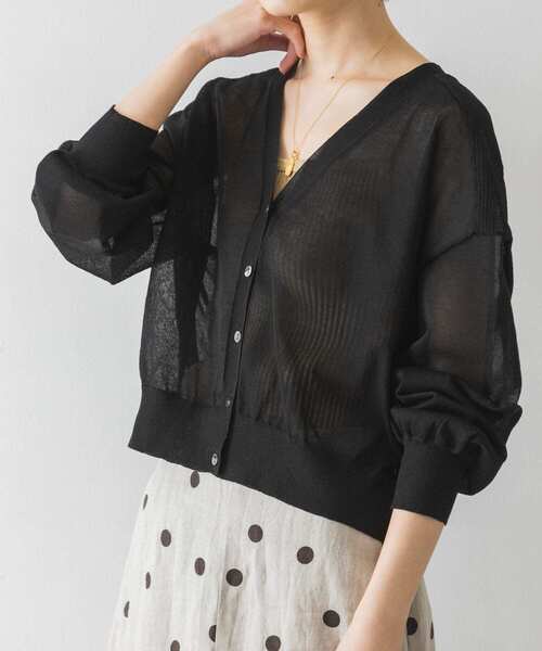 URBAN RESEARCH（アーバンリサーチ）の「シアーショート丈カーディガン（カーディガン/ボレロ・レディース・ブラウン/ブラック/イエロー・FREE）」の2枚目の写真