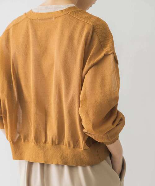 URBAN RESEARCH（アーバンリサーチ）の「シアーショート丈カーディガン（カーディガン/ボレロ・レディース・ブラウン/ブラック/イエロー・FREE）」の6枚目の写真