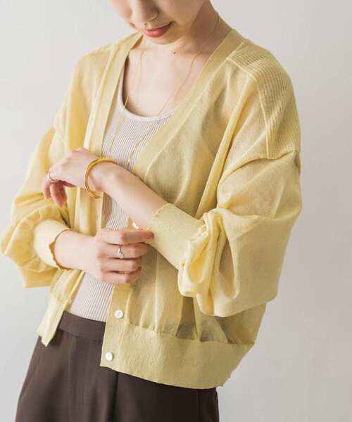 URBAN RESEARCH（アーバンリサーチ）の「シアーショート丈カーディガン（カーディガン/ボレロ・レディース・ブラウン/ブラック/イエロー・FREE）」の14枚目の写真