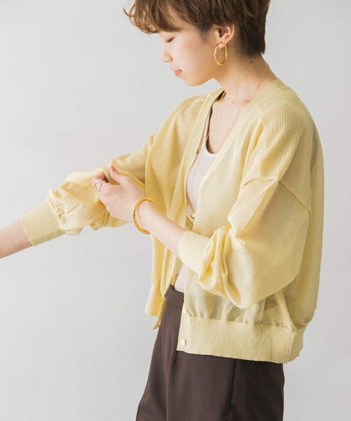 URBAN RESEARCH（アーバンリサーチ）の「シアーショート丈カーディガン（カーディガン/ボレロ・レディース・ブラウン/ブラック/イエロー・FREE）」の15枚目の写真