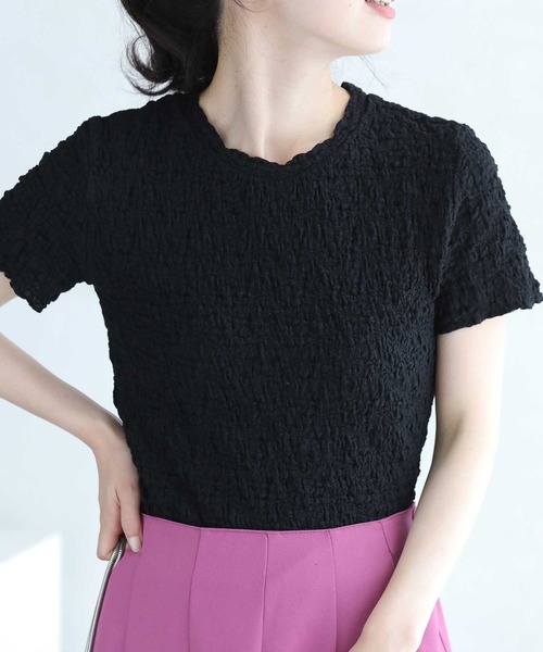 cawaii(カワイイ)の「アイロン不要くしゅくしゅTシャツ(Tシャツ/カットソー・レディース・ホワイト/ブラック・FREE)」の1枚目の写真