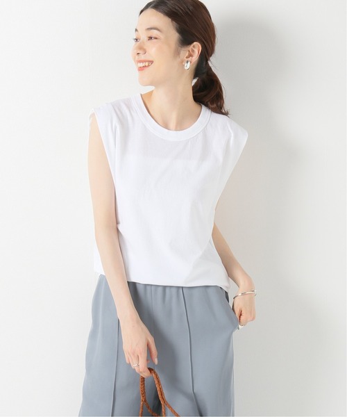 IENA（イエナ）の「【ATON/エイトン】FRESCA タンクトップ（Tシャツ/カットソー・レディース・ホワイト/チャコールグレー/ライトグレー/ウッド・FREE）」の2枚目の写真