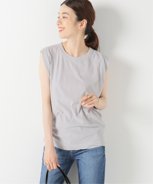 IENA（イエナ）の「【ATON/エイトン】FRESCA タンクトップ（Tシャツ/カットソー・レディース・ホワイト/チャコールグレー/ライトグレー/ウッド・FREE）」の4枚目の写真