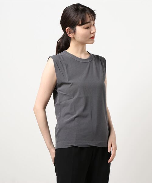 IENA（イエナ）の「【ATON/エイトン】FRESCA タンクトップ（Tシャツ/カットソー・レディース・ホワイト/チャコールグレー/ライトグレー/ウッド・FREE）」の12枚目の写真