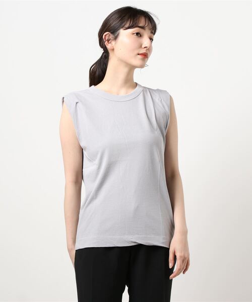 IENA（イエナ）の「【ATON/エイトン】FRESCA タンクトップ（Tシャツ/カットソー・レディース・ホワイト/チャコールグレー/ライトグレー/ウッド・FREE）」の18枚目の写真