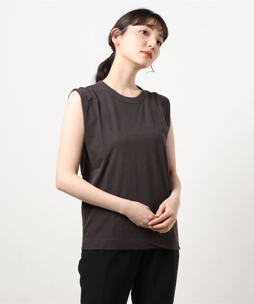 IENA（イエナ）の「【ATON/エイトン】FRESCA タンクトップ（Tシャツ/カットソー・レディース・ホワイト/チャコールグレー/ライトグレー/ウッド・FREE）」の9枚目の写真