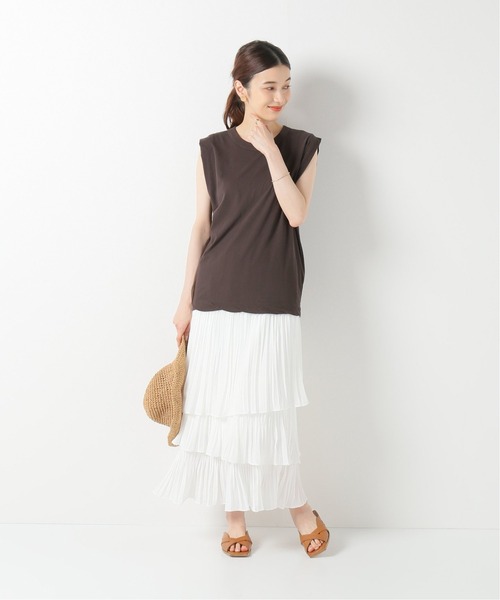 IENA（イエナ）の「【ATON/エイトン】FRESCA タンクトップ（Tシャツ/カットソー・レディース・ホワイト/チャコールグレー/ライトグレー/ウッド・FREE）」の14枚目の写真