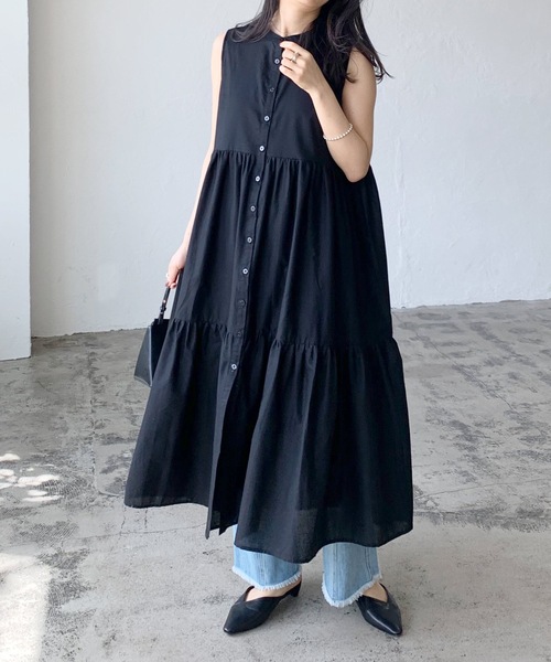 LIAN(リアン)の「ローンティアードワンピース(シャツワンピース・レディース・イエロー/ブラック/オフホワイト/ブラウン・FREE)」の9枚目の写真