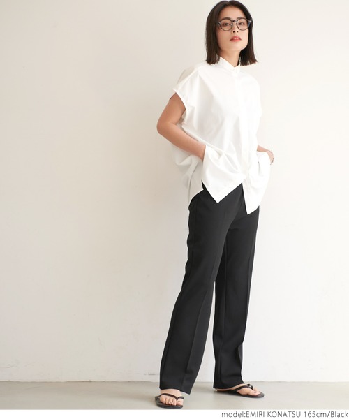 coca（coca）（コカ）の「激伸びセンタープレスパンツ（その他パンツ・レディース・ブラック/アイボリー・ONE SIZE）」の4枚目の写真