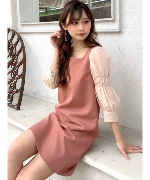 RESEXXY(リゼクシー)の「Aラインドッキングワンピース(ワンピース・レディース・ブラック/ベージュ/オレンジ・FREE)」の3枚目の写真