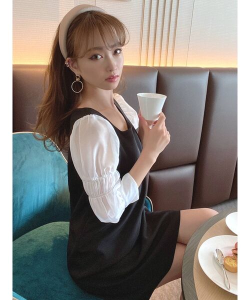 RESEXXY(リゼクシー)の「Aラインドッキングワンピース(ワンピース・レディース・ブラック/ベージュ/オレンジ・FREE)」の2枚目の写真