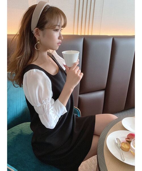 RESEXXY(リゼクシー)の「Aラインドッキングワンピース(ワンピース・レディース・ブラック/ベージュ/オレンジ・FREE)」の7枚目の写真